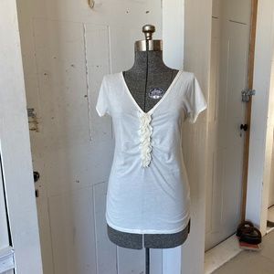 J Crew Ruffle Tissue Paper Top Tee Med